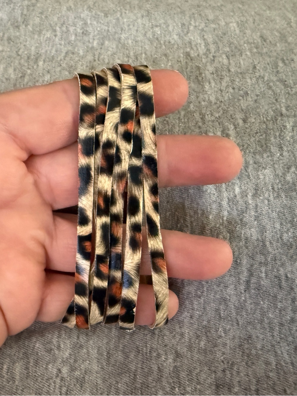 Leopard Print Faux Fur Strap Bracelet - Neutral Tones